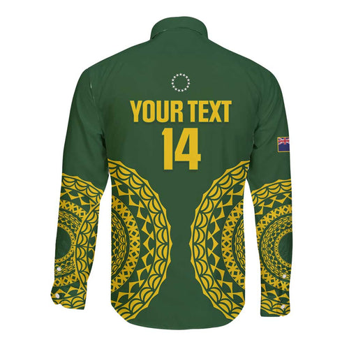 Custom Avaiki Cook Islands Rugby Long Sleeve Button Shirt Kuki Airani Tatau Green - Aussie Hoodie