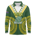 Custom Avaiki Cook Islands Rugby Long Sleeve Polo Shirt Kuki Airani Tatau Green - Aussie Hoodie