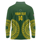 Custom Avaiki Cook Islands Rugby Long Sleeve Polo Shirt Kuki Airani Tatau Green - Aussie Hoodie
