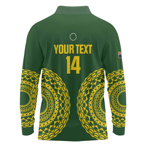 Custom Avaiki Cook Islands Rugby Long Sleeve Polo Shirt Kuki Airani Tatau Green - Aussie Hoodie