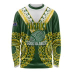Custom Avaiki Cook Islands Rugby Long Sleeve Shirt Kuki Airani Tatau Green - Aussie Hoodie