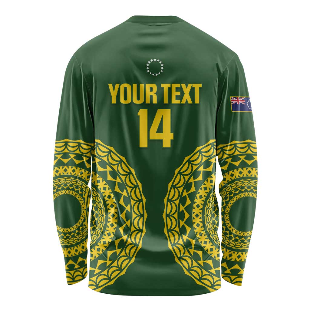 Custom Avaiki Cook Islands Rugby Long Sleeve Shirt Kuki Airani Tatau Green - Aussie Hoodie