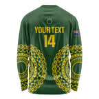 Custom Avaiki Cook Islands Rugby Long Sleeve Shirt Kuki Airani Tatau Green - Aussie Hoodie