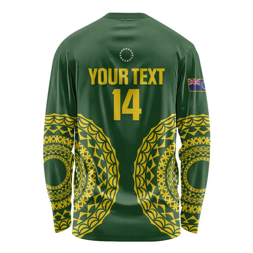 Custom Avaiki Cook Islands Rugby Long Sleeve Shirt Kuki Airani Tatau Green - Aussie Hoodie