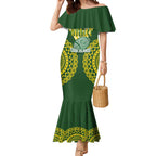 Custom Avaiki Cook Islands Rugby Mermaid Dress Kuki Airani Tatau Green - Aussie Hoodie