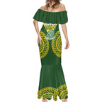 Custom Avaiki Cook Islands Rugby Mermaid Dress Kuki Airani Tatau Green - Aussie Hoodie
