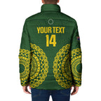 Custom Avaiki Cook Islands Rugby Padded Jacket Kuki Airani Tatau Green - Aussie Hoodie