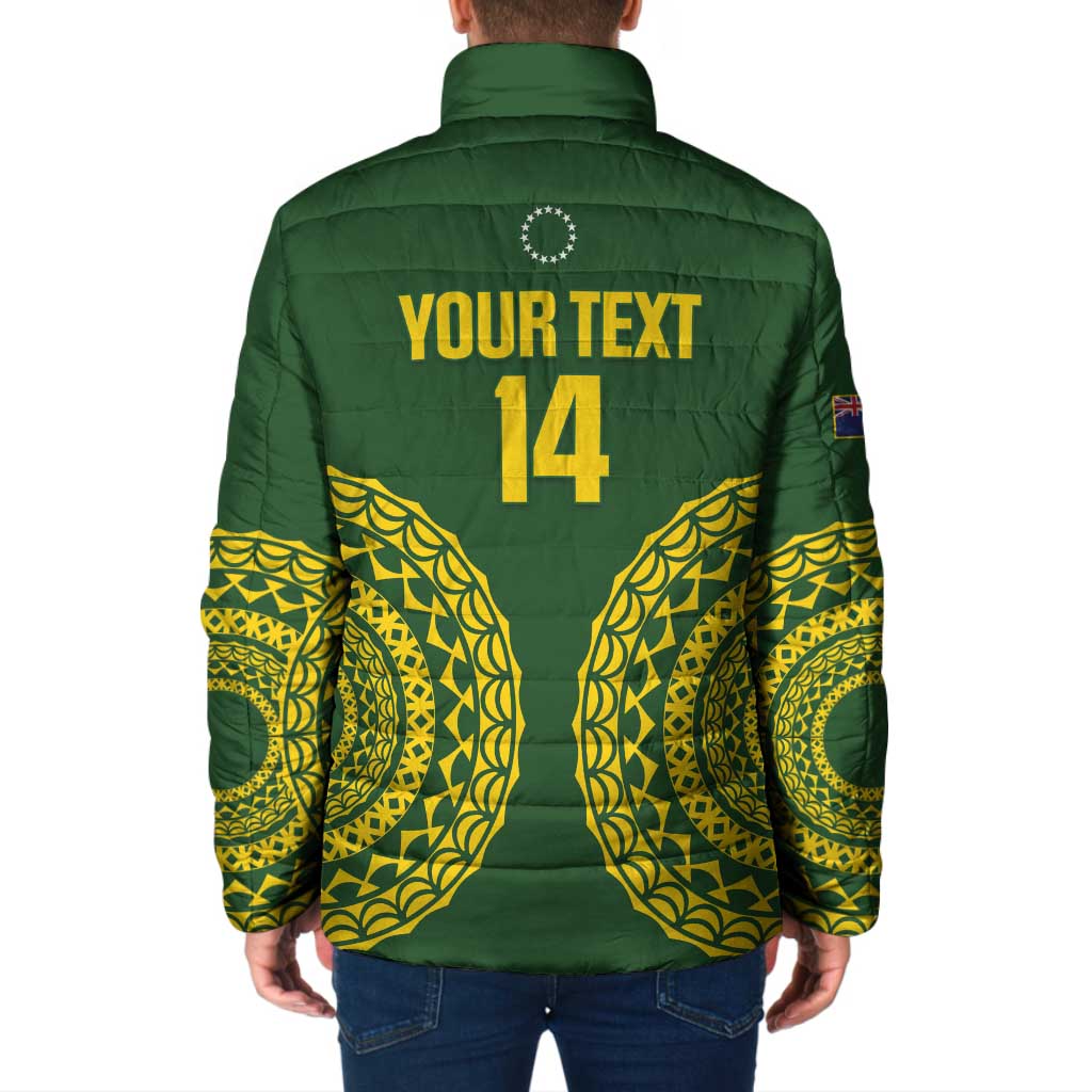 Custom Avaiki Cook Islands Rugby Padded Jacket Kuki Airani Tatau Green - Aussie Hoodie