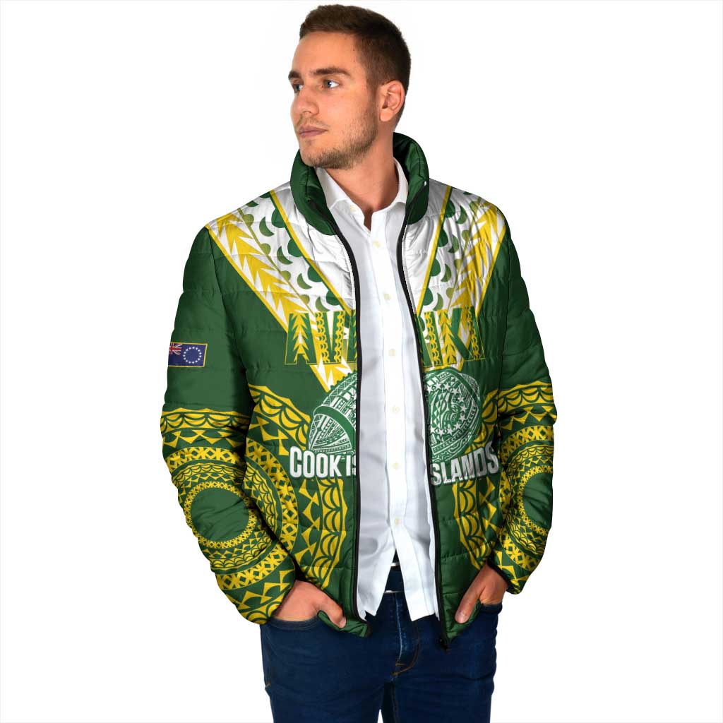Custom Avaiki Cook Islands Rugby Padded Jacket Kuki Airani Tatau Green - Aussie Hoodie
