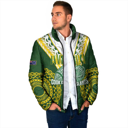 Custom Avaiki Cook Islands Rugby Padded Jacket Kuki Airani Tatau Green - Aussie Hoodie