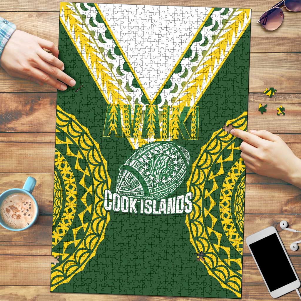 Avaiki Cook Islands Rugby Puzzle Kuki Airani Tatau Green - Aussie Hoodie