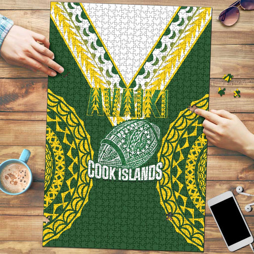 Avaiki Cook Islands Rugby Puzzle Kuki Airani Tatau Green - Aussie Hoodie