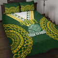 Avaiki Cook Islands Rugby Quilt Bed Set Kuki Airani Tatau Green - Aussie Hoodie