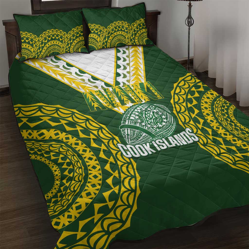 Avaiki Cook Islands Rugby Quilt Bed Set Kuki Airani Tatau Green - Aussie Hoodie