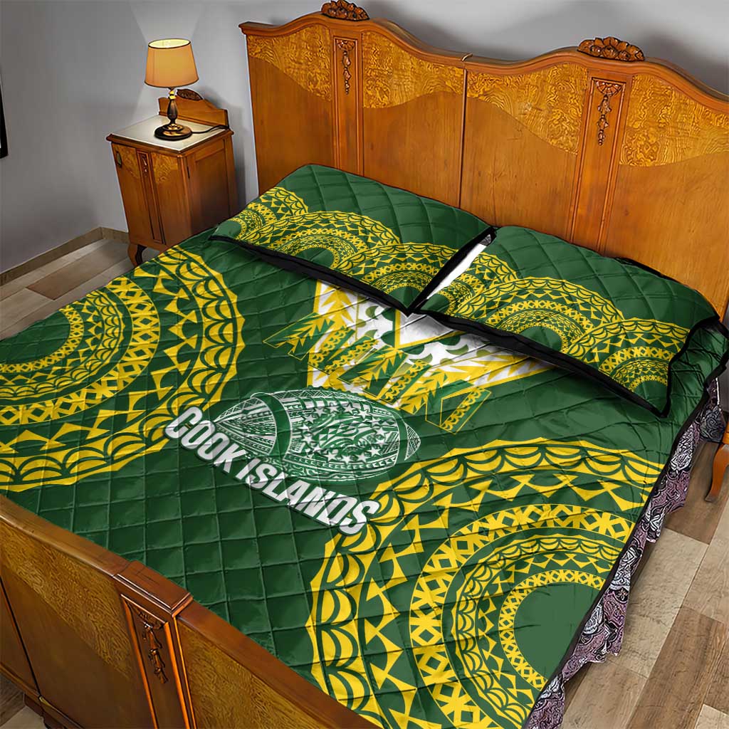 Avaiki Cook Islands Rugby Quilt Bed Set Kuki Airani Tatau Green - Aussie Hoodie