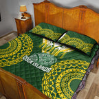 Avaiki Cook Islands Rugby Quilt Bed Set Kuki Airani Tatau Green - Aussie Hoodie