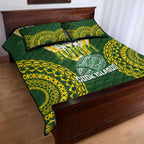 Avaiki Cook Islands Rugby Quilt Bed Set Kuki Airani Tatau Green - Aussie Hoodie