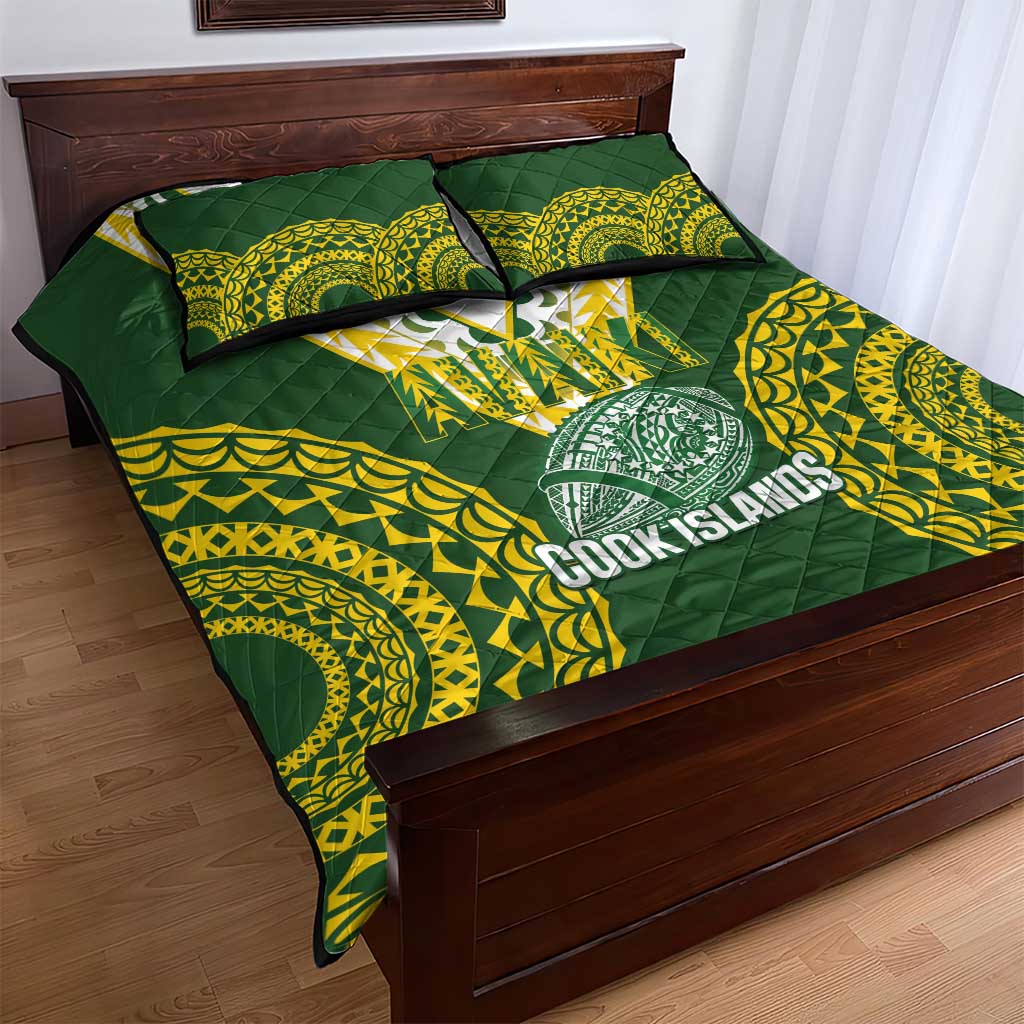 Avaiki Cook Islands Rugby Quilt Bed Set Kuki Airani Tatau Green - Aussie Hoodie