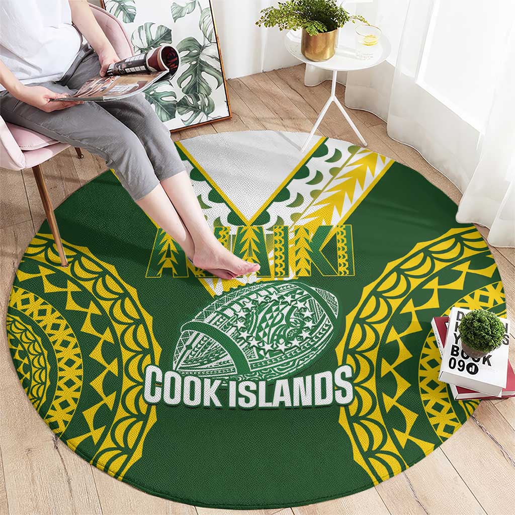 Avaiki Cook Islands Rugby Round Carpet Kuki Airani Tatau Green - Aussie Hoodie