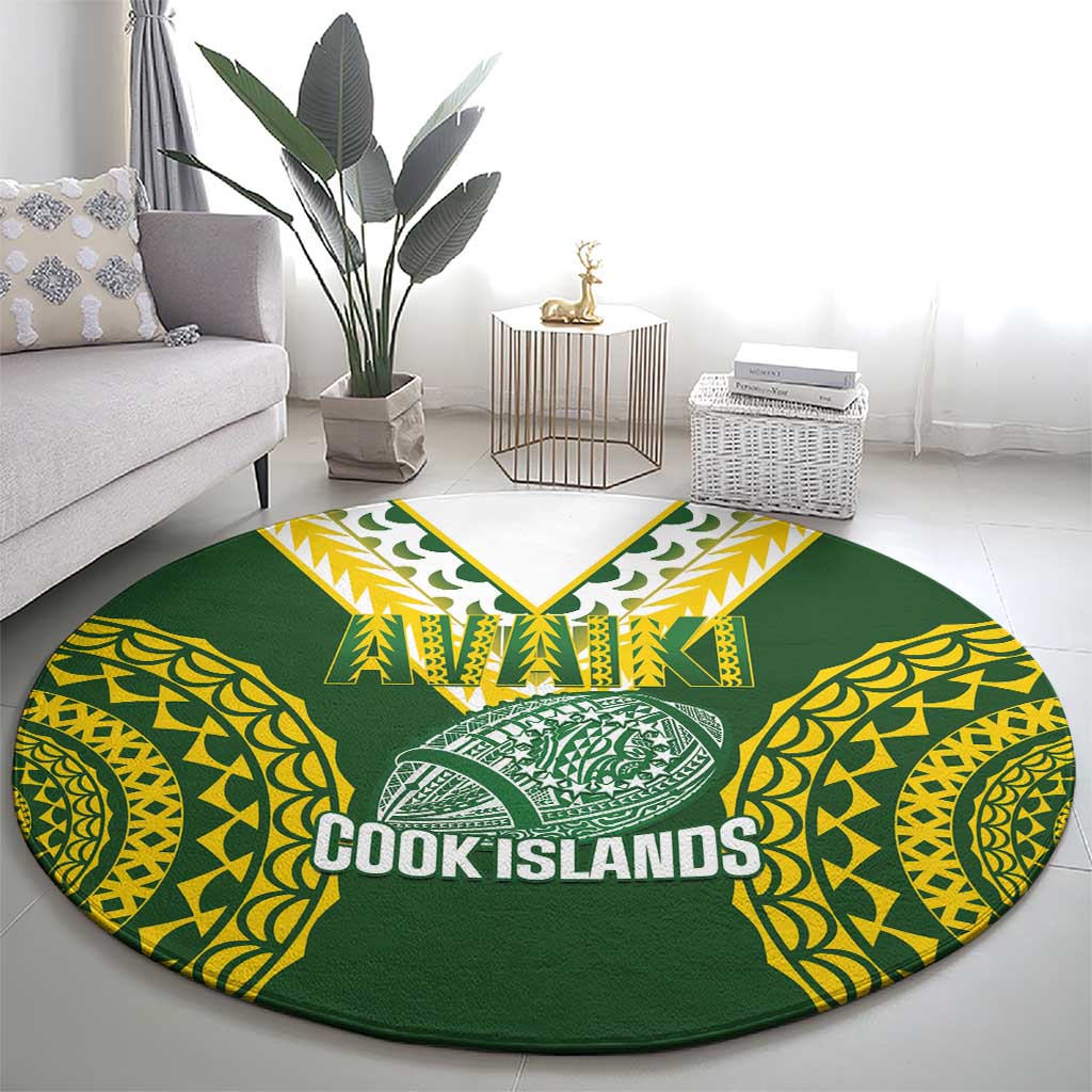Avaiki Cook Islands Rugby Round Carpet Kuki Airani Tatau Green - Aussie Hoodie