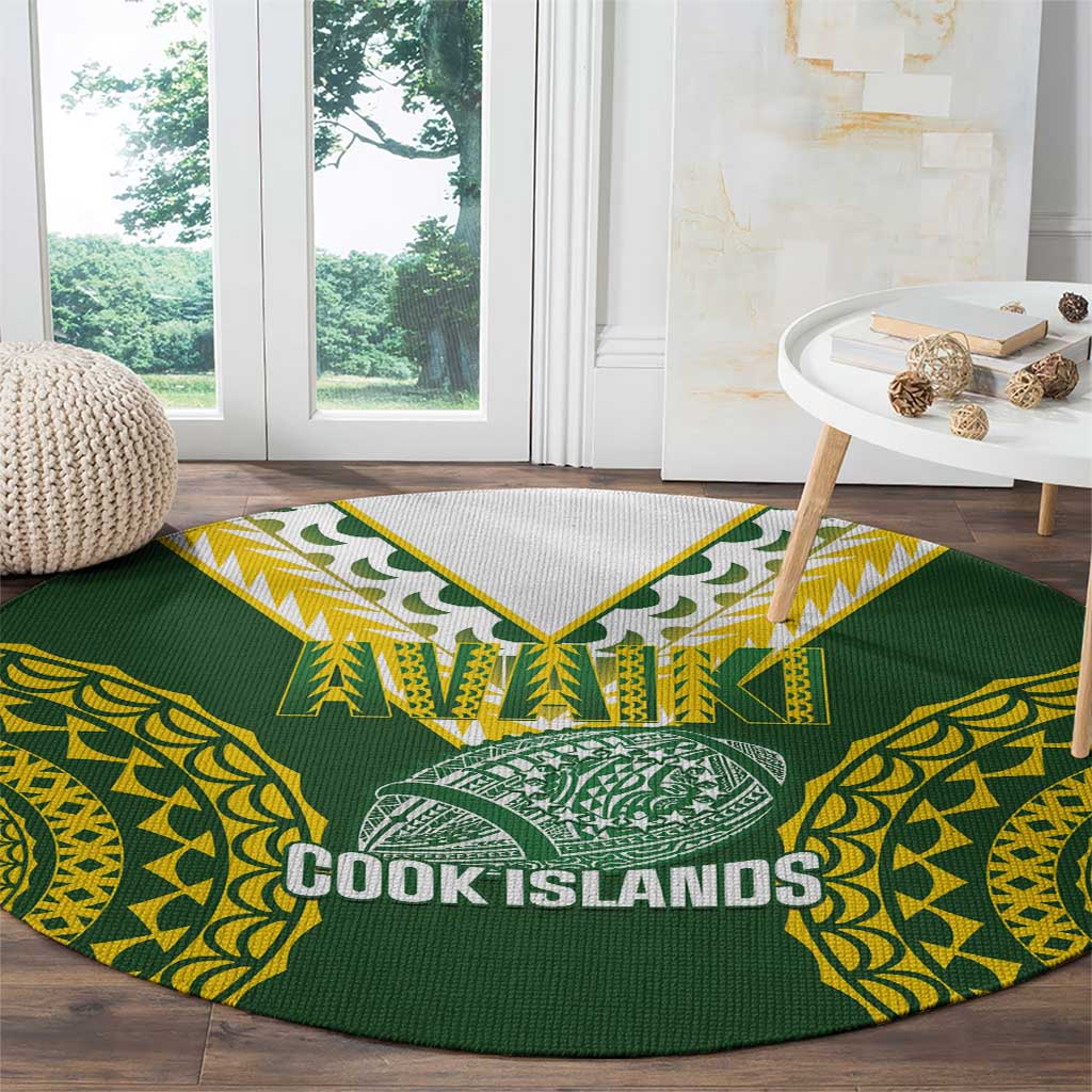 Avaiki Cook Islands Rugby Round Carpet Kuki Airani Tatau Green - Aussie Hoodie