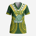 Custom Avaiki Cook Islands Rugby Scrub Top Kuki Airani Tatau Green - Aussie Hoodie