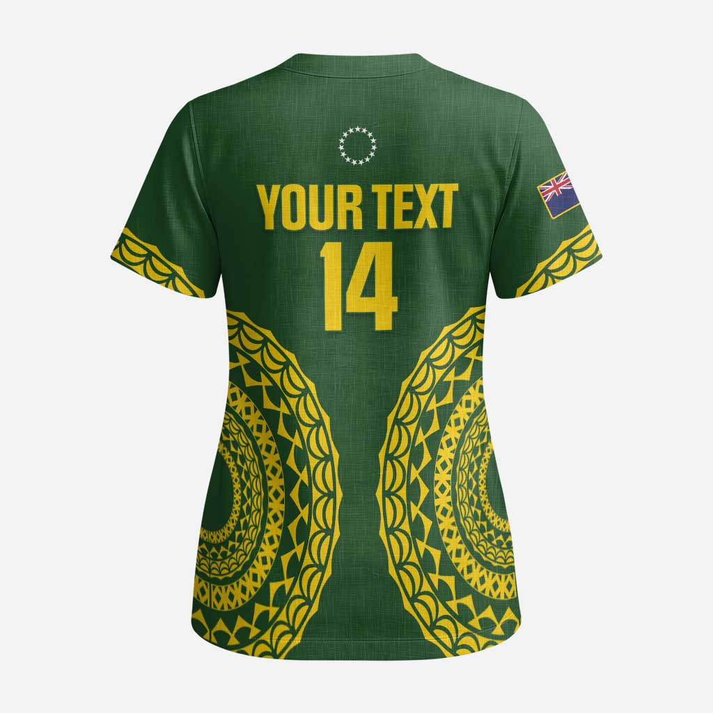 Custom Avaiki Cook Islands Rugby Scrub Top Kuki Airani Tatau Green - Aussie Hoodie