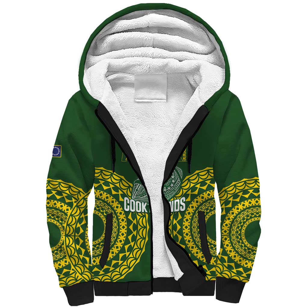 Custom Avaiki Cook Islands Rugby Sherpa Hoodie Kuki Airani Tatau Green - Aussie Hoodie