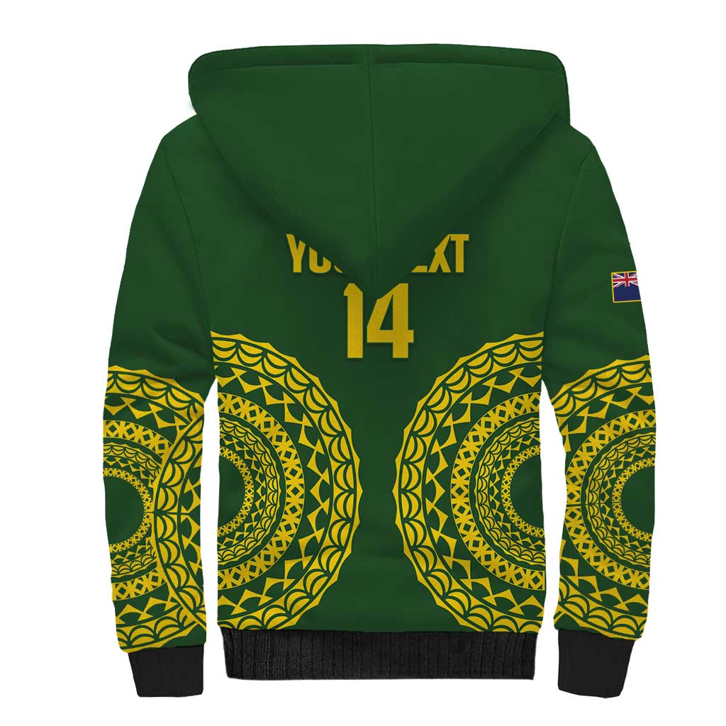 Custom Avaiki Cook Islands Rugby Sherpa Hoodie Kuki Airani Tatau Green - Aussie Hoodie
