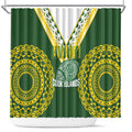 Avaiki Cook Islands Rugby Shower Curtain Kuki Airani Tatau Green - Aussie Hoodie