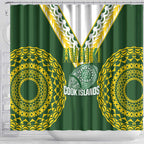Avaiki Cook Islands Rugby Shower Curtain Kuki Airani Tatau Green - Aussie Hoodie