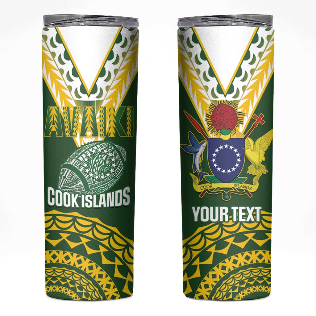 Custom Avaiki Cook Islands Rugby Skinny Tumbler Kuki Airani Tatau Green - Aussie Hoodie