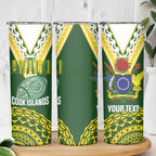 Custom Avaiki Cook Islands Rugby Skinny Tumbler Kuki Airani Tatau Green - Aussie Hoodie