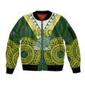 Custom Avaiki Cook Islands Rugby Sleeve Zip Bomber Jacket Kuki Airani Tatau Green - Aussie Hoodie