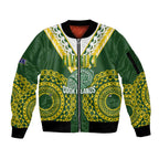 Custom Avaiki Cook Islands Rugby Sleeve Zip Bomber Jacket Kuki Airani Tatau Green - Aussie Hoodie