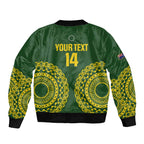 Custom Avaiki Cook Islands Rugby Sleeve Zip Bomber Jacket Kuki Airani Tatau Green - Aussie Hoodie