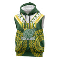 Custom Avaiki Cook Islands Rugby Sleeveless Hoodie Kuki Airani Tatau Green - Aussie Hoodie