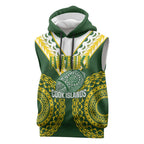 Custom Avaiki Cook Islands Rugby Sleeveless Hoodie Kuki Airani Tatau Green - Aussie Hoodie