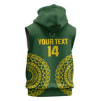 Custom Avaiki Cook Islands Rugby Sleeveless Hoodie Kuki Airani Tatau Green - Aussie Hoodie