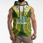 Custom Avaiki Cook Islands Rugby Sleeveless Hoodie Kuki Airani Tatau Green - Aussie Hoodie