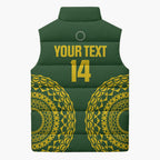 Custom Avaiki Cook Islands Rugby Sleeveless Puffer Jacket Kuki Airani Tatau Green - Aussie Hoodie