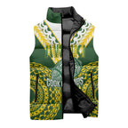 Custom Avaiki Cook Islands Rugby Sleeveless Puffer Jacket Kuki Airani Tatau Green - Aussie Hoodie