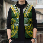 Custom Avaiki Cook Islands Rugby Sleeveless Puffer Jacket Kuki Airani Tatau Green - Aussie Hoodie