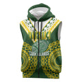 Custom Avaiki Cook Islands Rugby Sleeveless Zip Hoodie Kuki Airani Tatau Green - Aussie Hoodie