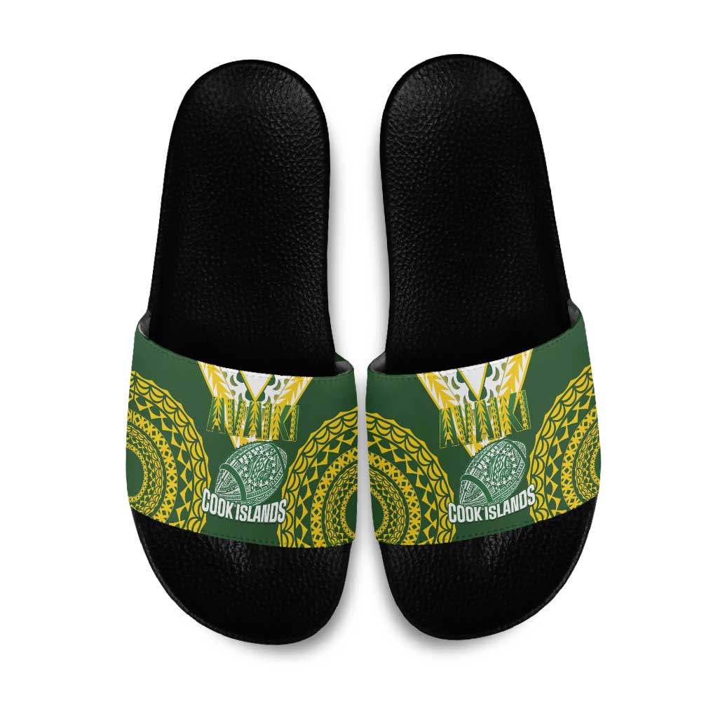 Avaiki Cook Islands Rugby Slide Sandals Kuki Airani Tatau Green - Aussie Hoodie