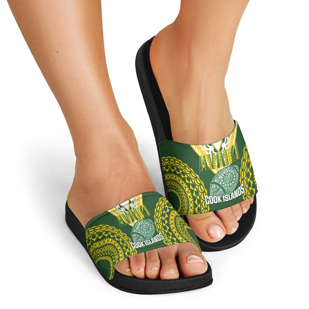 Avaiki Cook Islands Rugby Slide Sandals Kuki Airani Tatau Green - Aussie Hoodie