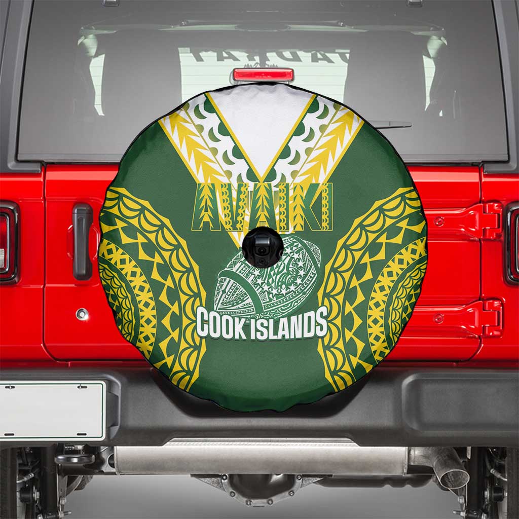Avaiki Cook Islands Rugby Spare Tire Cover Kuki Airani Tatau Green - Aussie Hoodie