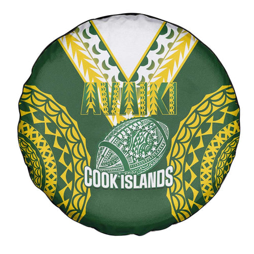 Avaiki Cook Islands Rugby Spare Tire Cover Kuki Airani Tatau Green - Aussie Hoodie