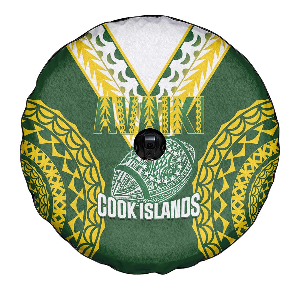 Avaiki Cook Islands Rugby Spare Tire Cover Kuki Airani Tatau Green - Aussie Hoodie