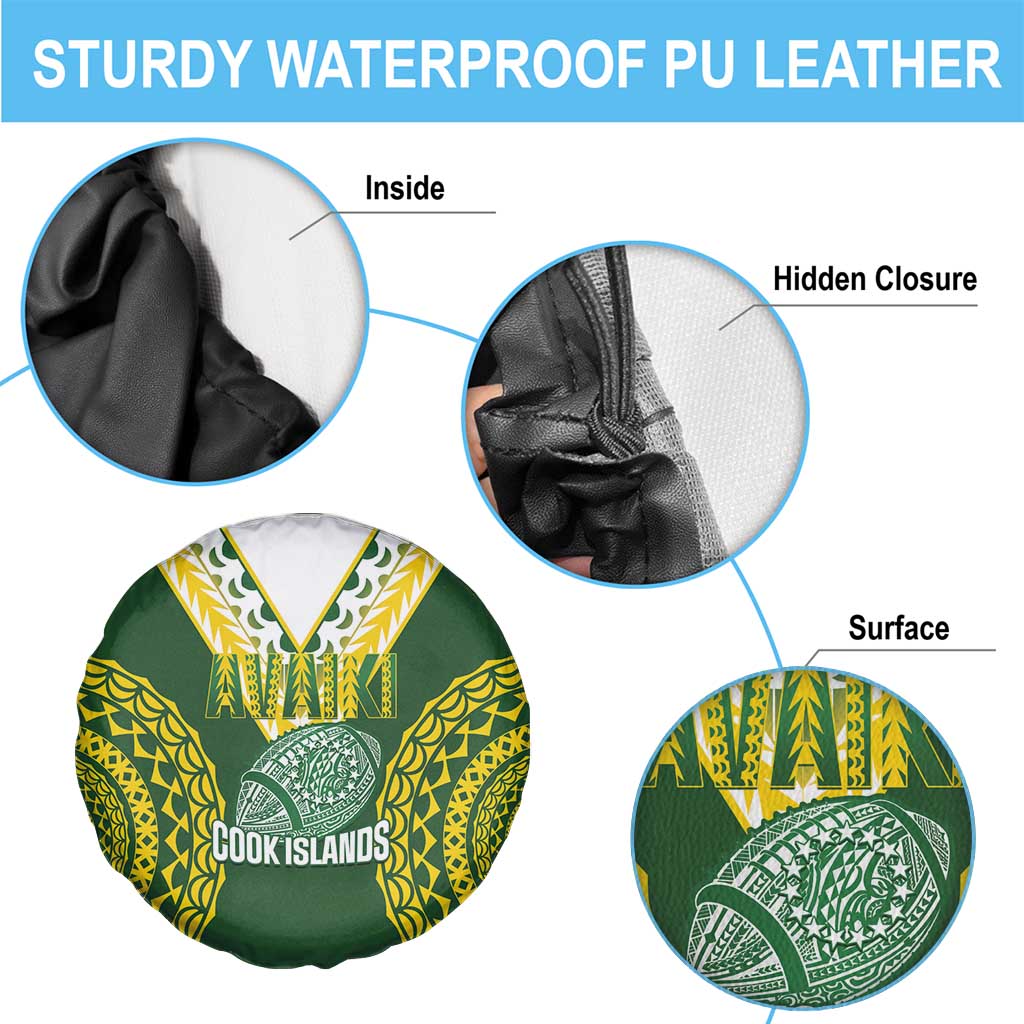Avaiki Cook Islands Rugby Spare Tire Cover Kuki Airani Tatau Green - Aussie Hoodie